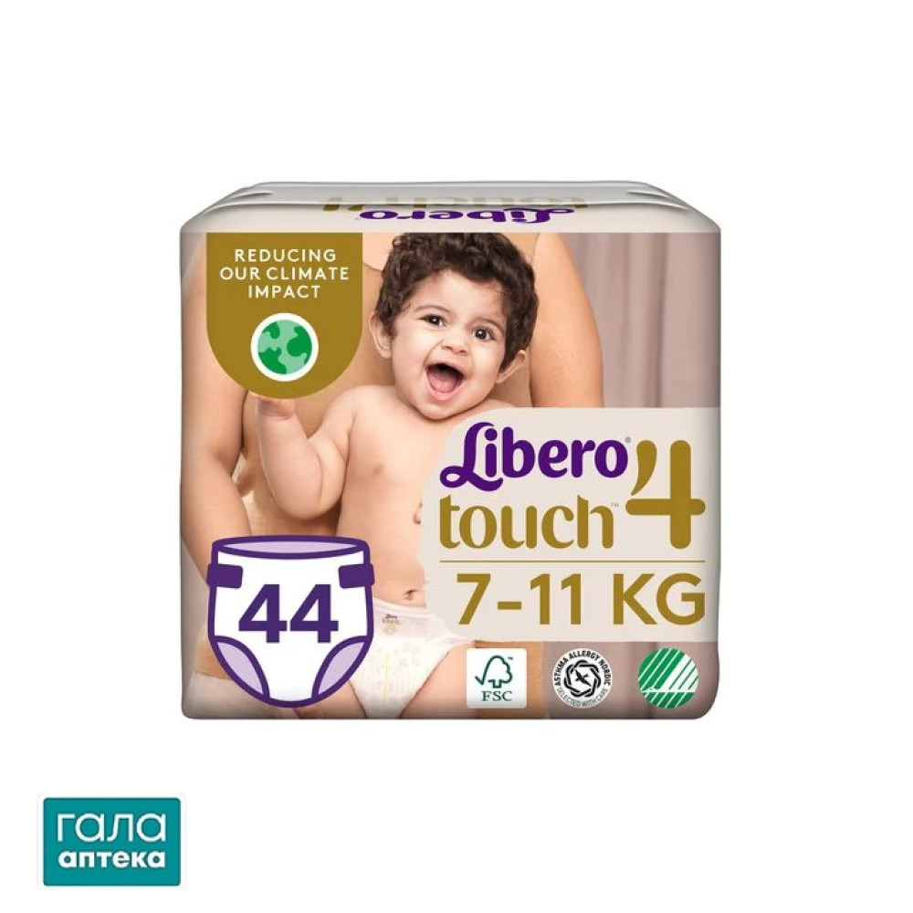 Подгузники Libero Touch размер 4 (7-11 кг), 44 шт
