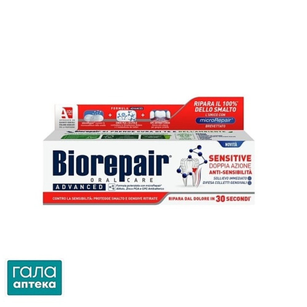 Зубна паста Biorepair Advanced Звільнення від чутливості подвійна дія, 75 мл