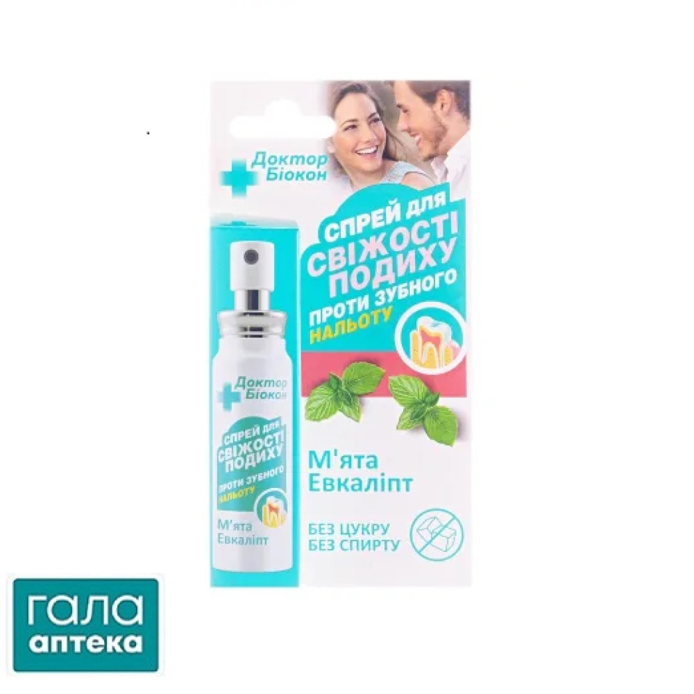 Освіжувач для порожнини рота Доктор Біокон М'ята + евкаліпт, 25 мл