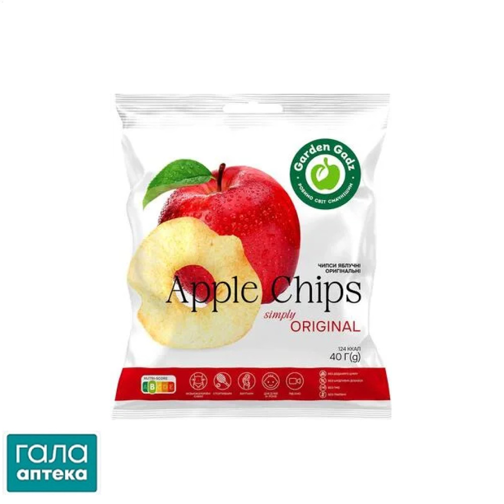 Чипсы яблочные Garden Gadz Apple Chips Original, 40 г