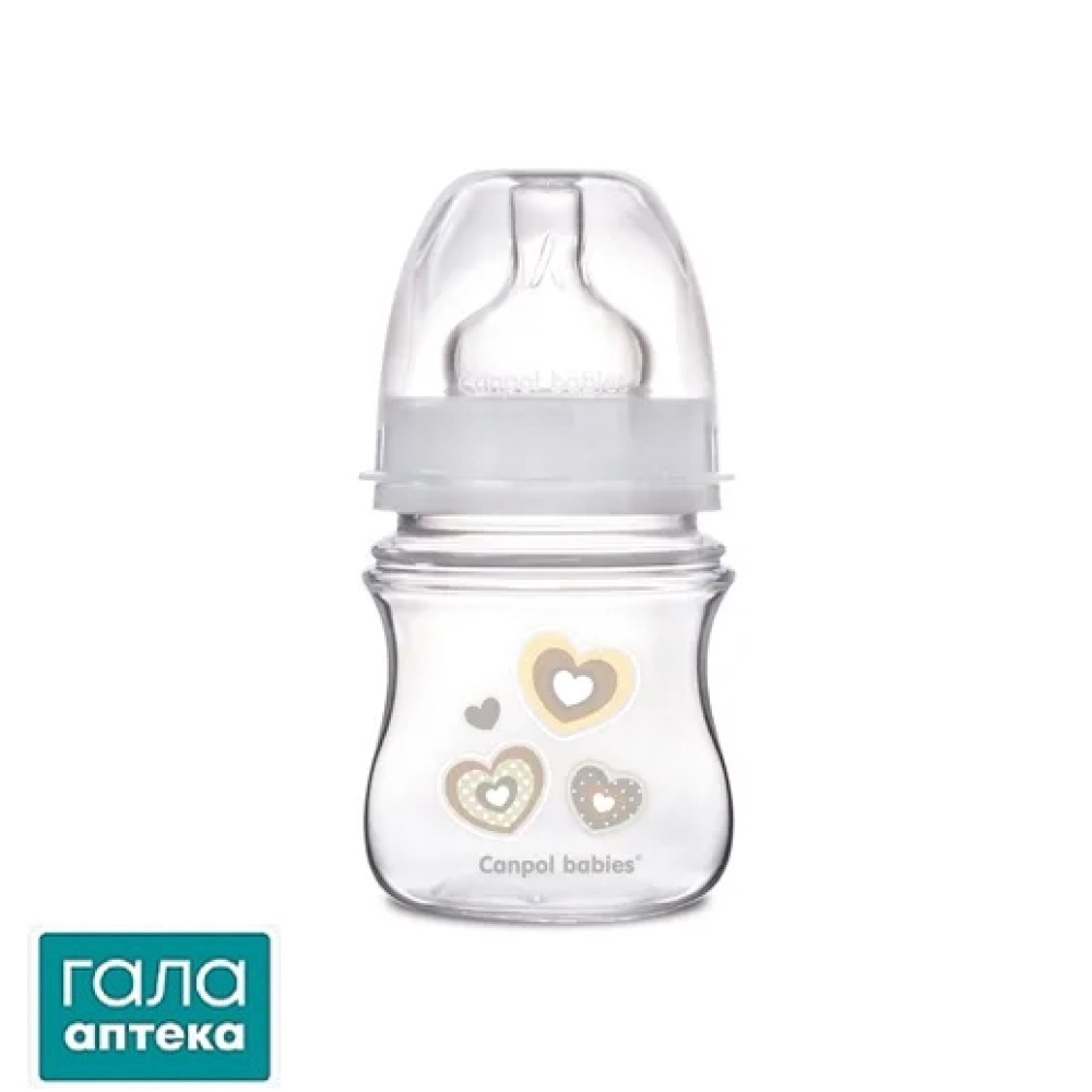 Пляшечка антиколікова Canpol Babies EasyStart Newborn baby 35/216_bei з широким отвором, 120 мл