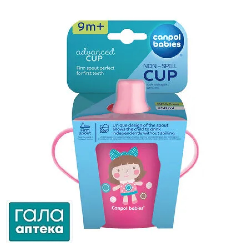 Кружка-непроливайка Canpol babies дитяча, 31/200, рожева, 250 мл