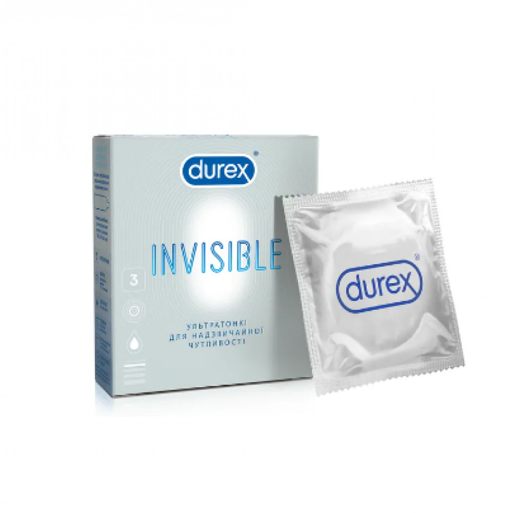 Презервативи латексні Durex Invisible Extra Lube з додатковою змазкою, 3 штуки