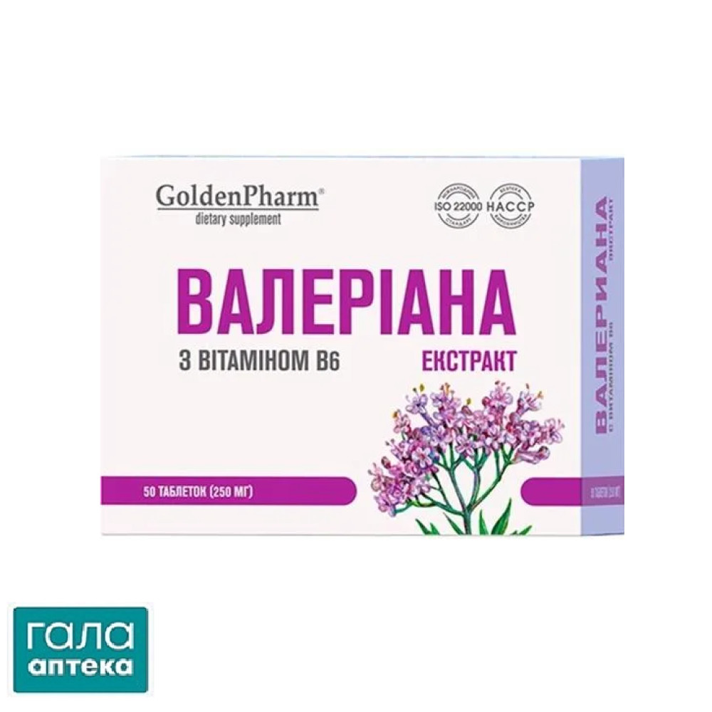 Валерианы экстракт с витамином В6 Golden Pharm таблетки №50