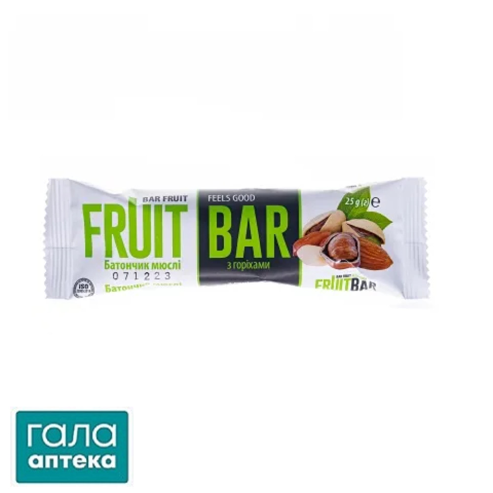 Батончик-мюслі Fruit Bar з горіхами гл. 25г