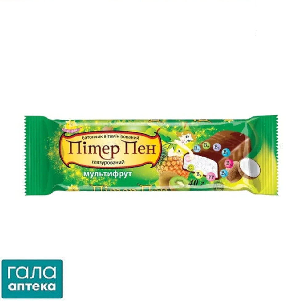 Батончик Пітер Пен кокосовий вітамінізований у шоколадній глазурі Мультифрут, 40 г
