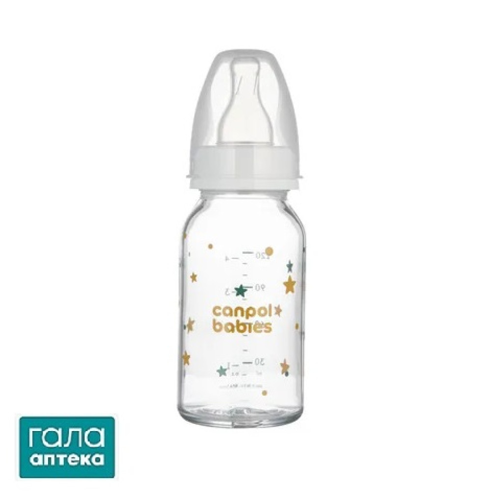 Бутылочка Canpol Babies 42/202 стеклянная с рисунком, 120 мл