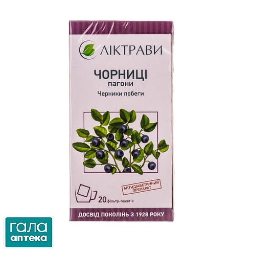 Чорниці пагони в фільтр-пакетах по 1,5 г 20 шт