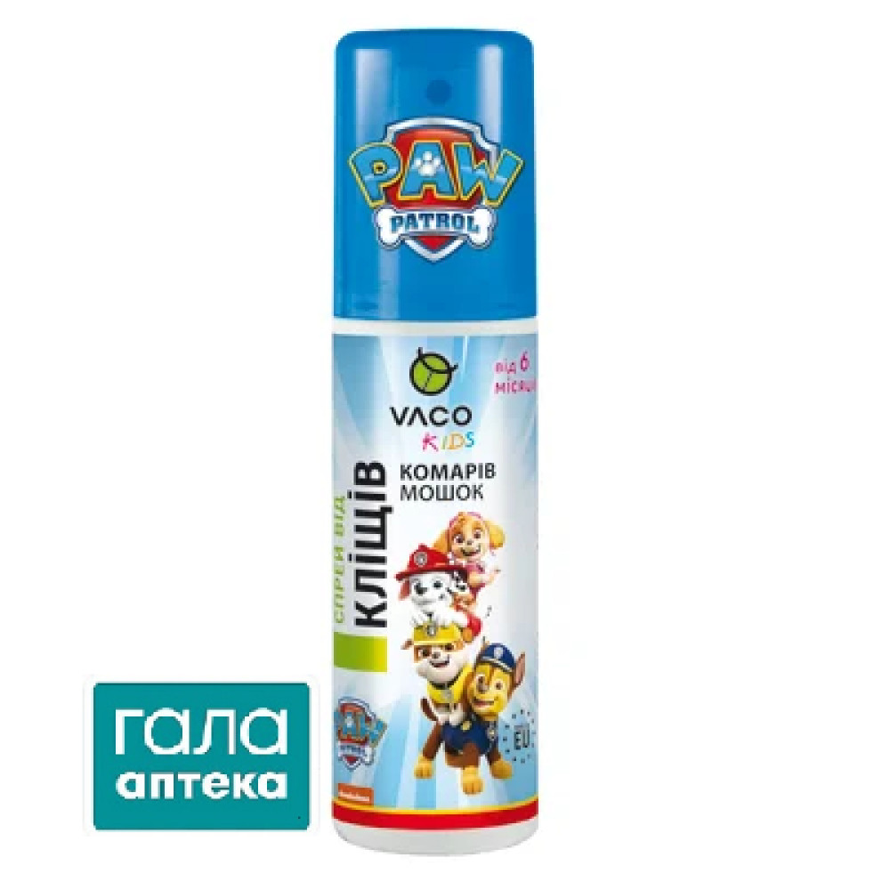 VACO спрей 80мл Paw Patrol Sensitive д/дітей від 6 міс. від комарів, кліщів і мошок з Icaridin10%