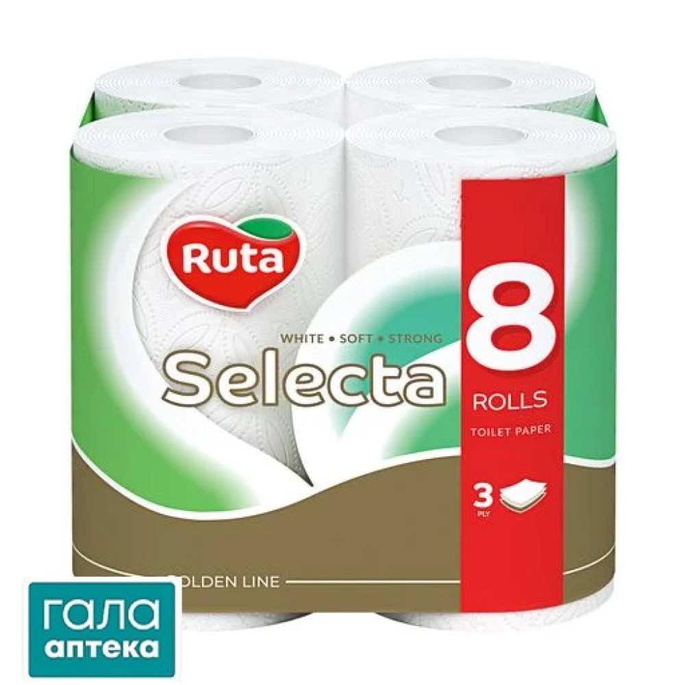 Папір туалетний Ruta Selecta  8шт білий 3-шаровий