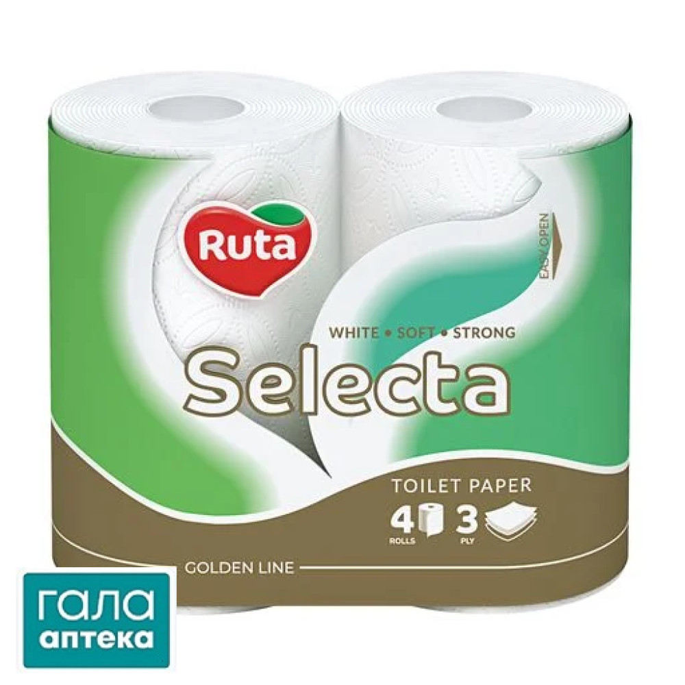 Папір туалетний Ruta Selecta  4шт білий 3-шаровий