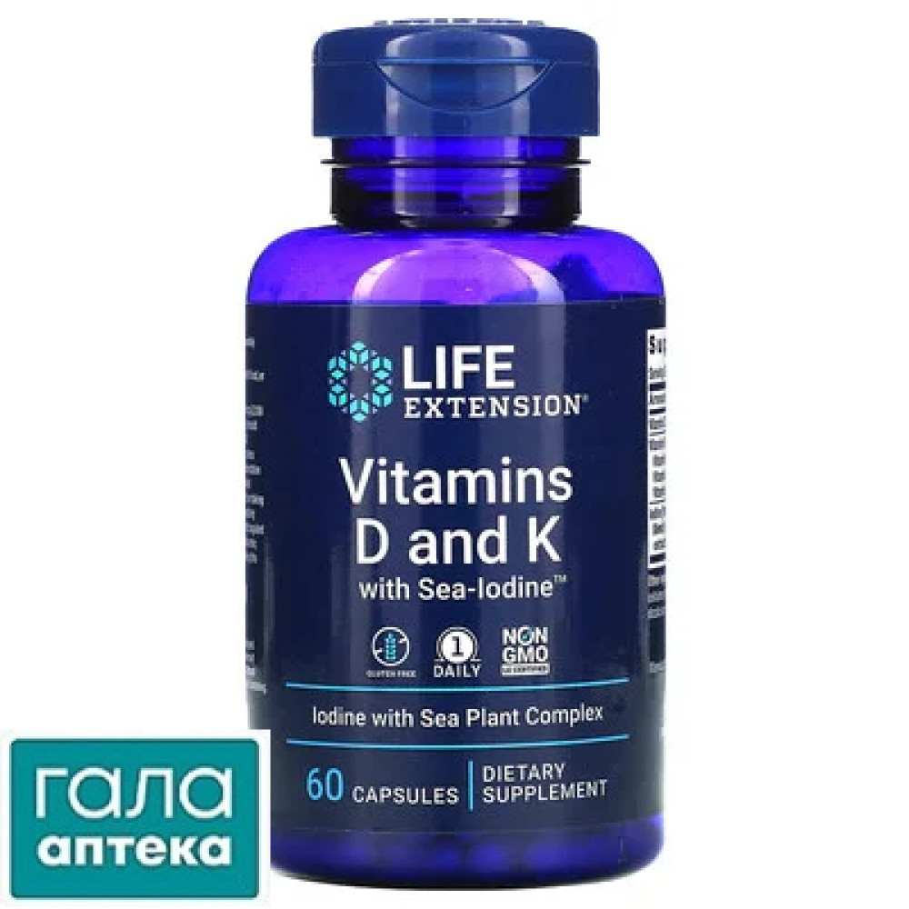 Витамины Life Extension Vitamins D and K with Sea-Iodine капс. №60