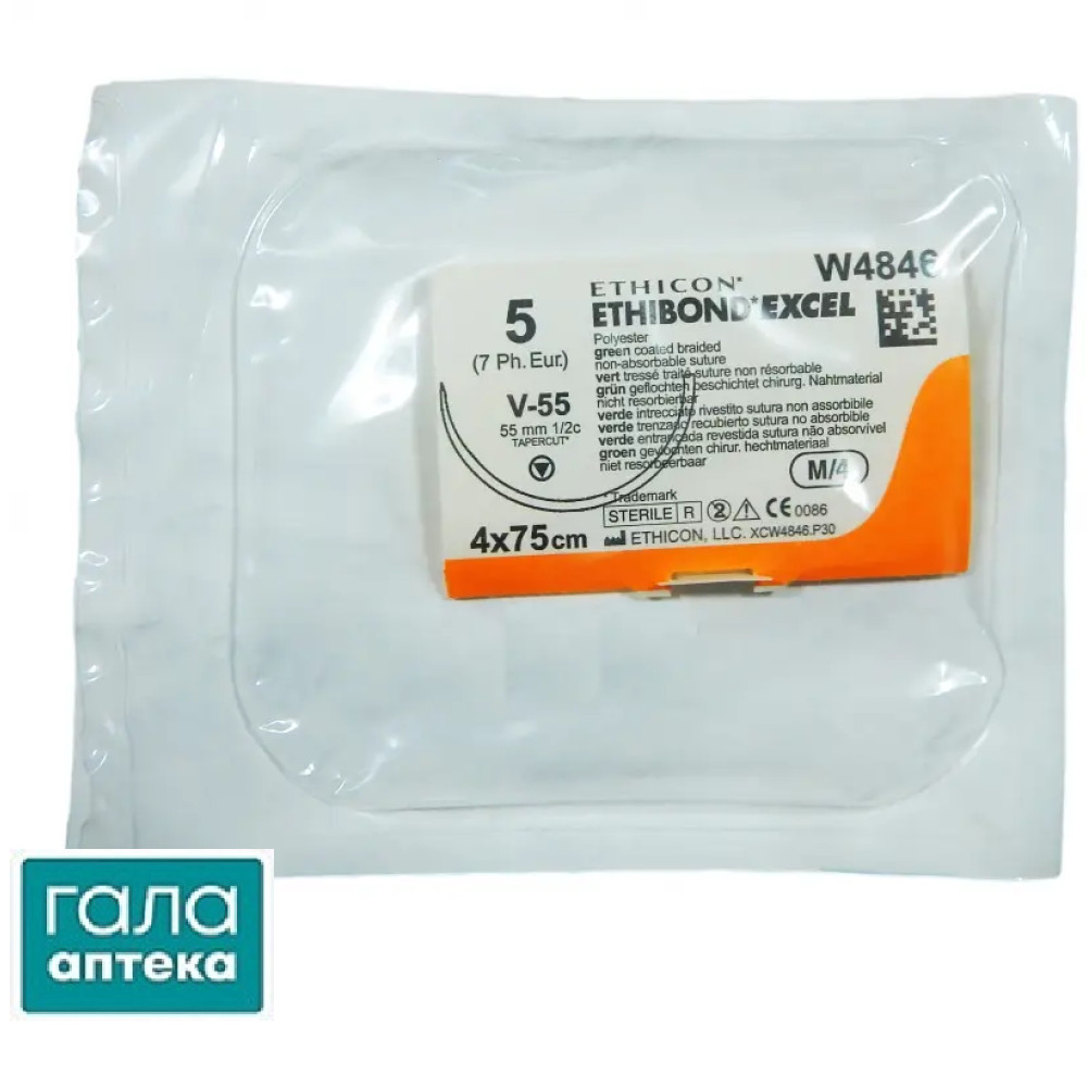 Етібонд EXCEL зел.4X75см M7 USP5 одна голка V-55, тип кол.-ріж. Tapercut, 55мм, W4846G