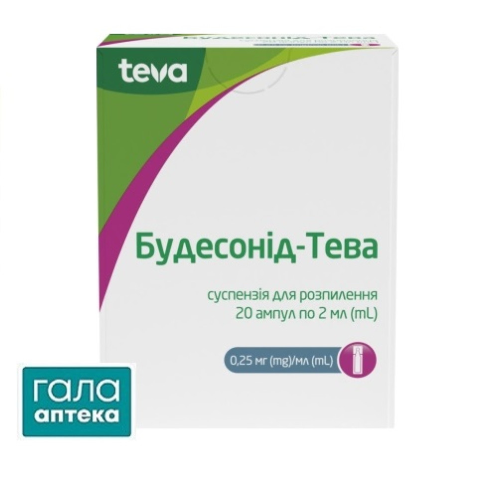 Будесонид-Тева суспензия д/распил. 0.25 мг/мл по 2 мл №20 (5х4) в амп.