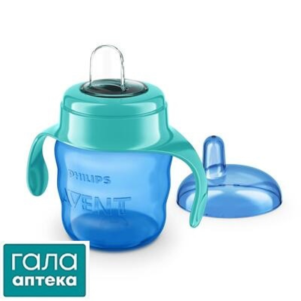 Чашка-непроливайка Авент 200мл с мягким носиком голубая 6мес+ SCF551/05