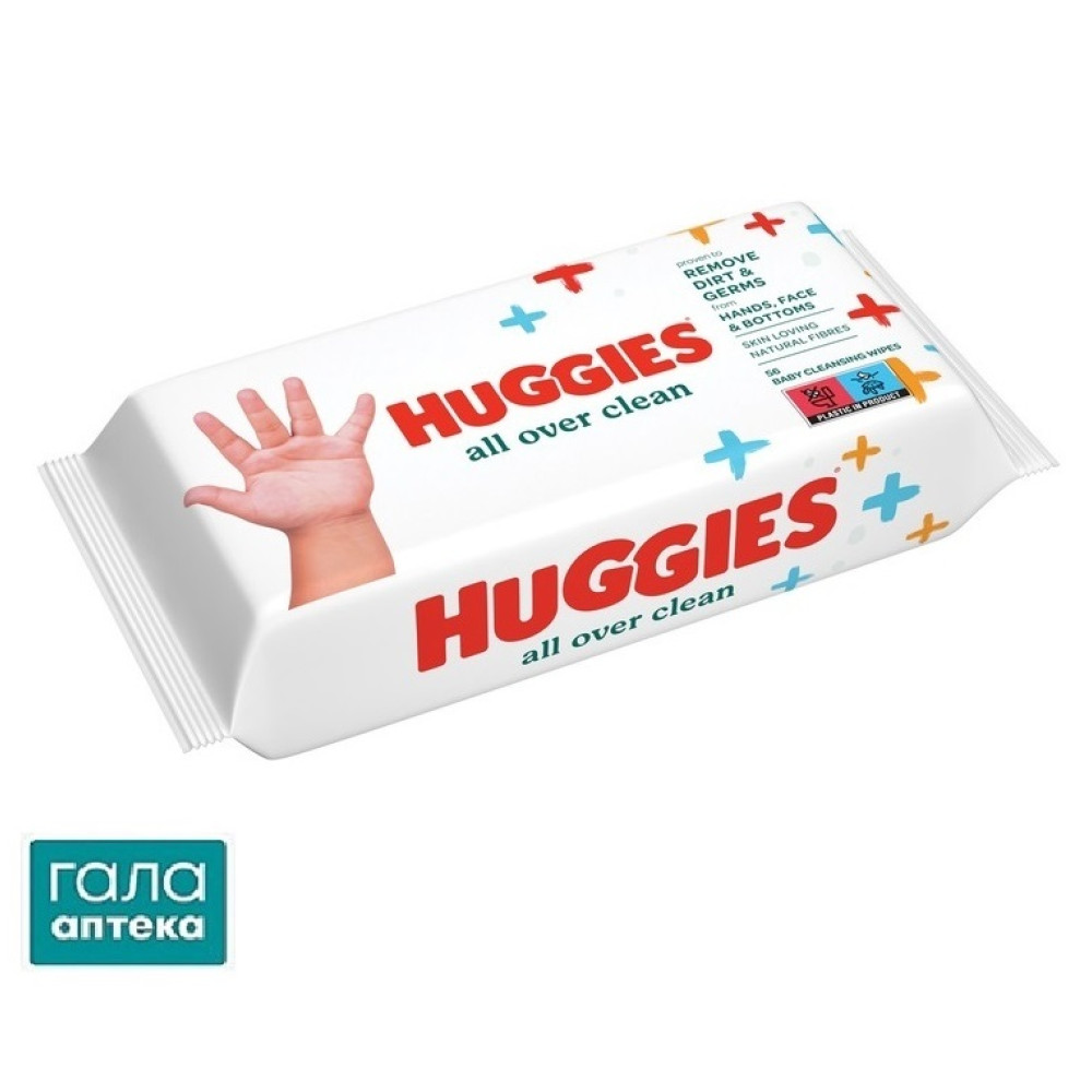 Серветки для дітей вологі  Huggies All over clean №56
