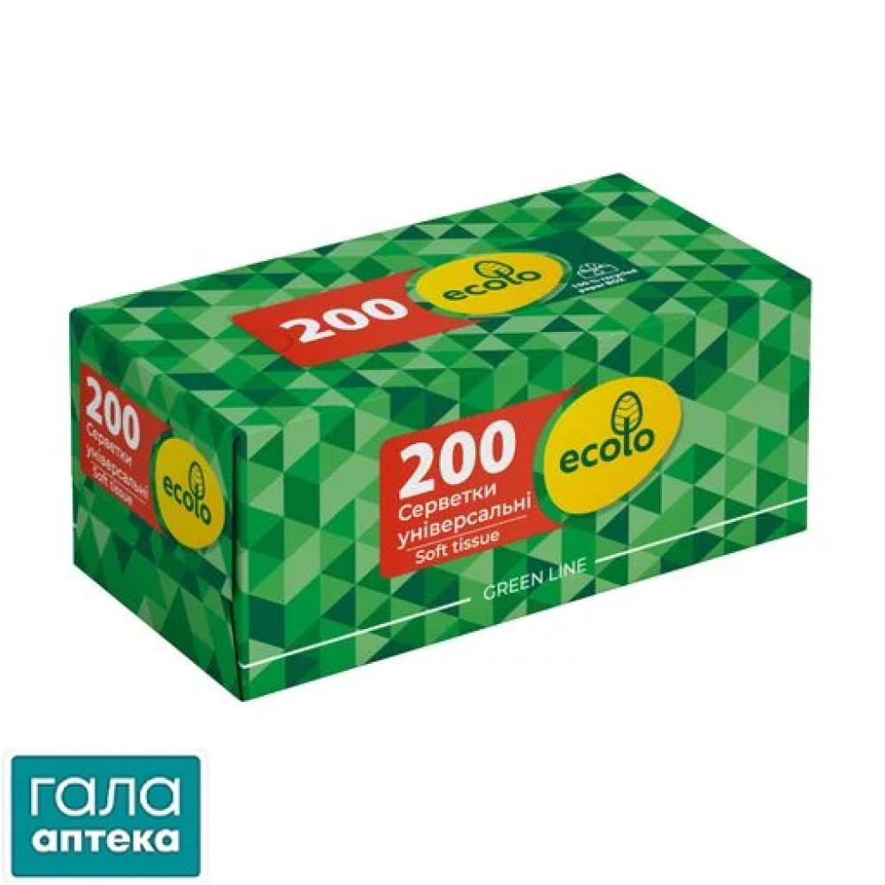 Серветки Косметичні Ecolo 200 л пенал