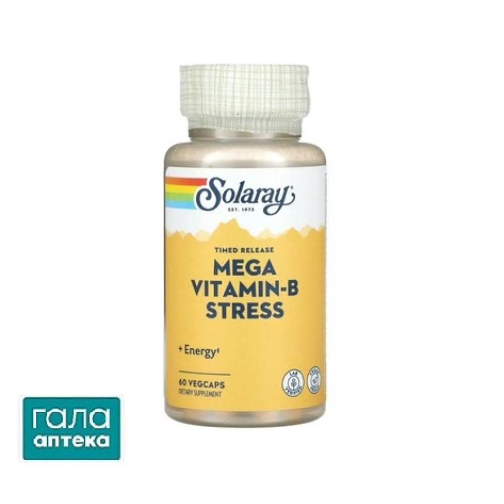 Solaray Mega Vitamin-B Stress, 60 вегетарианских капсул